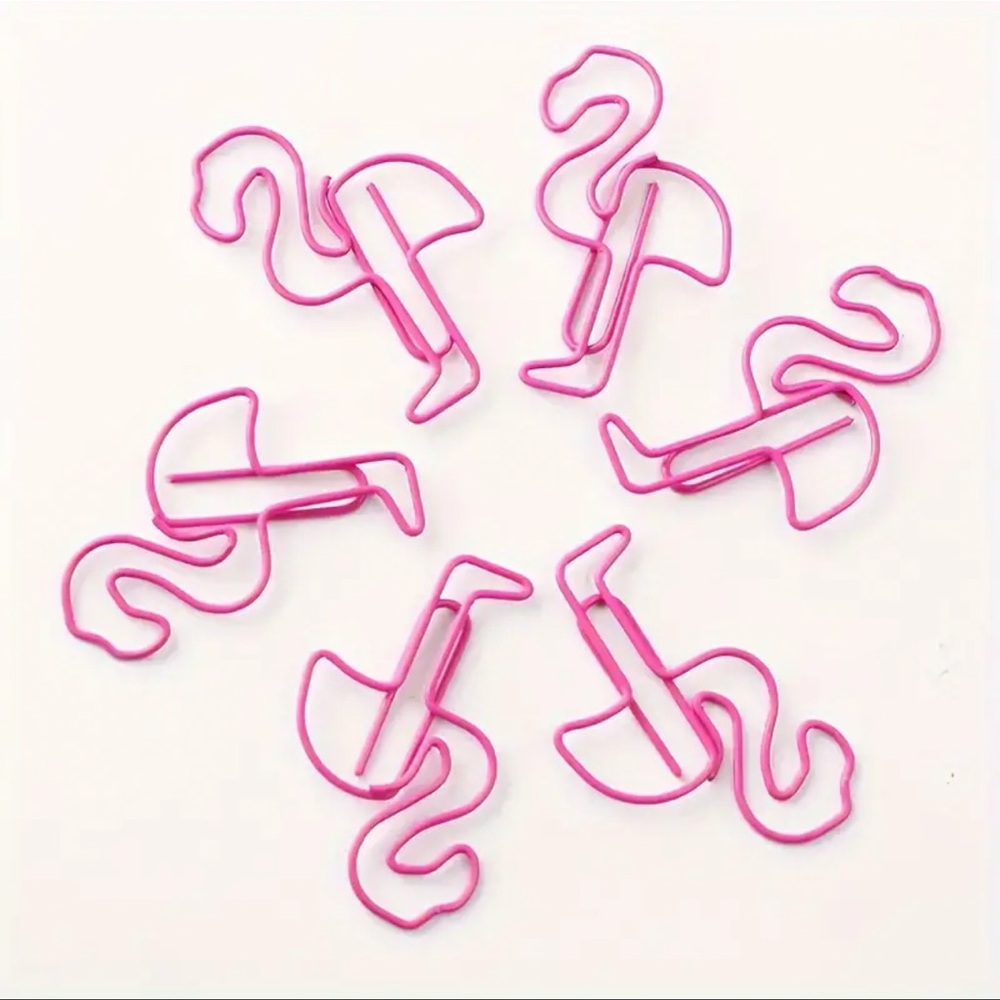 Flamingo Shaped Paper Clips, 10 pcs, Bookmarks/Storage, Just Fun